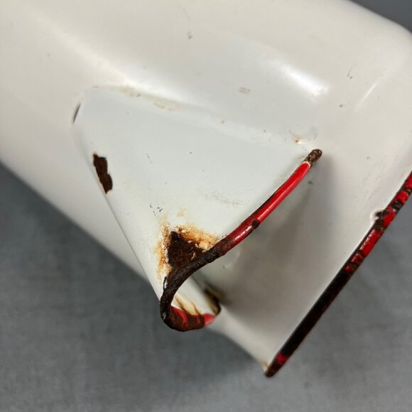 Antique Enamel Coffee Pot Metal Enamelware 6" (Missing Lid, Hole, Rust) Planter - Picture 5 of 9